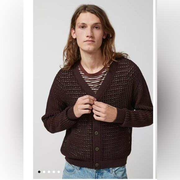 URBAN OUTFITTERS BDG Beach Cardigan Dark Brown Sz Medium NWOT V-neck Open Knit - Picture 10 of 12